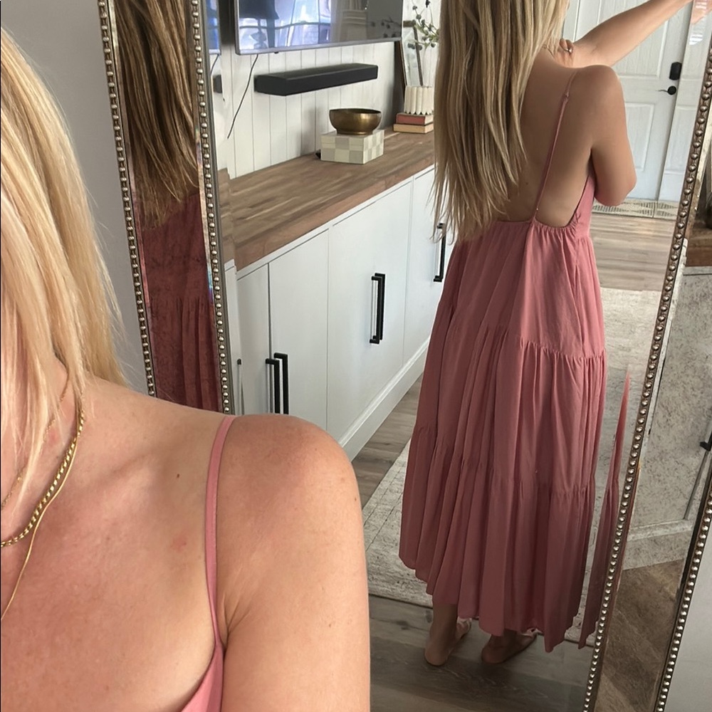 Pink Backless Spaghetti Strap Sundress